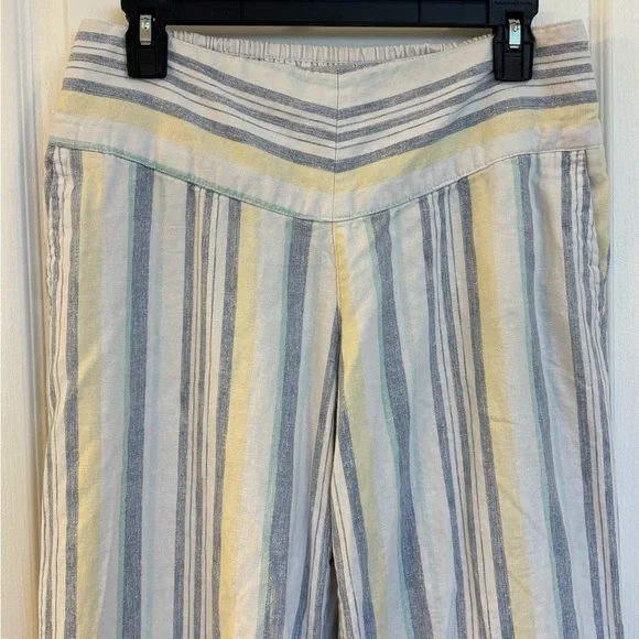 Ladies Striped Nautical Wide-Leg Pants in Blue, Yellow & Cream Size Medium - Picture 2 of 9